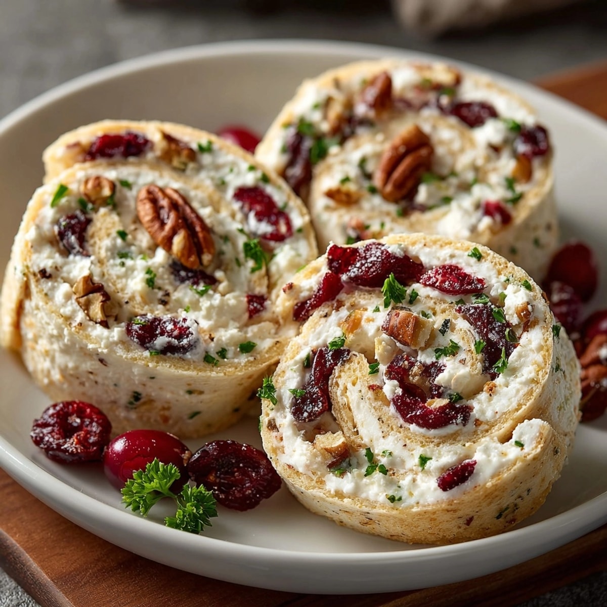 Festive Cranberry Feta Pinwheels recipe, a sweet and savory holiday bite, perfect for entertaining.