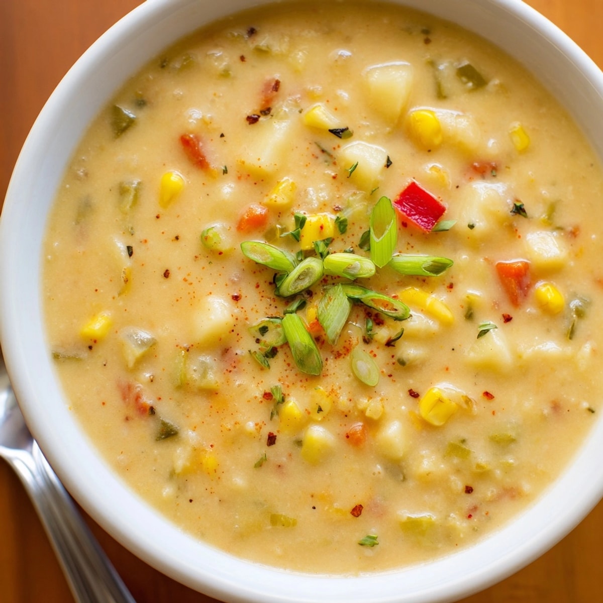 Thick and vibrant Cajun Sweet Corn Potato Chowder, a creamy spiced, hearty easy soup.