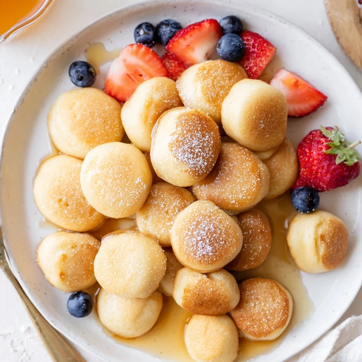 Fluffy mini pancakes inspired by mochi, perfect for a cozy breakfast treat.
