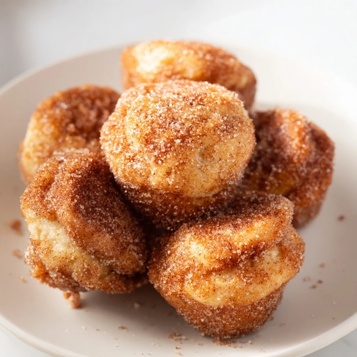 Tender churro muffin scone bites dusted with cinnamon sugar, perfect for an afternoon treat.  