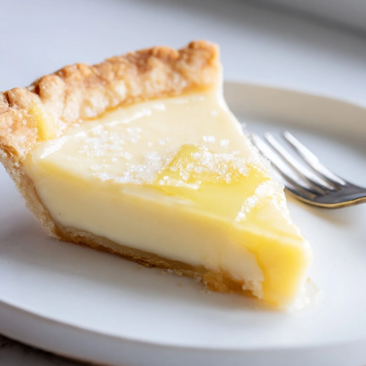 Creamy Water Pie cooling on the counter, showcasing a golden, flaky crust.