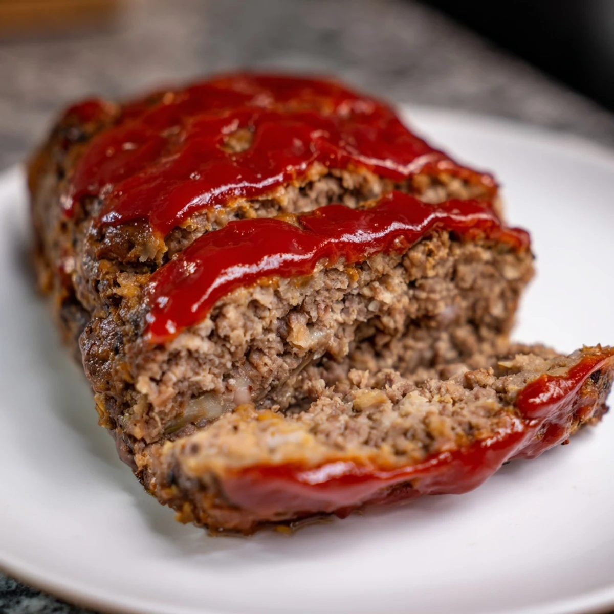 Savory Stove Top Stuffing meatloaf, golden brown and glistening, ready to slice for dinner.