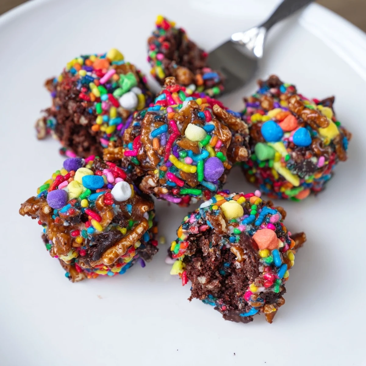These homemade Chaos Chocolate Cake Bites feature a delightful crumb and festive sprinkles, perfect for any celebration.