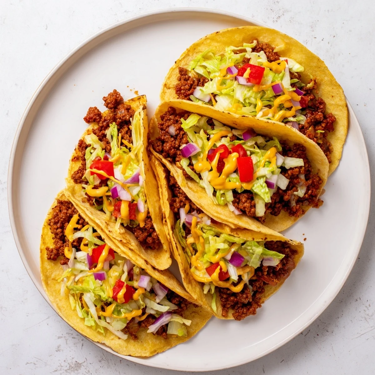 Image of crispy, golden Viral Cheeseburger Tacos filled with juicy beef, cheese, and fresh toppings.