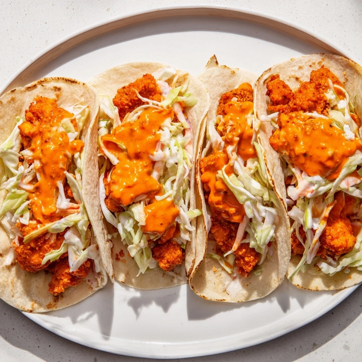 Buffalo Chicken Smash Tacos