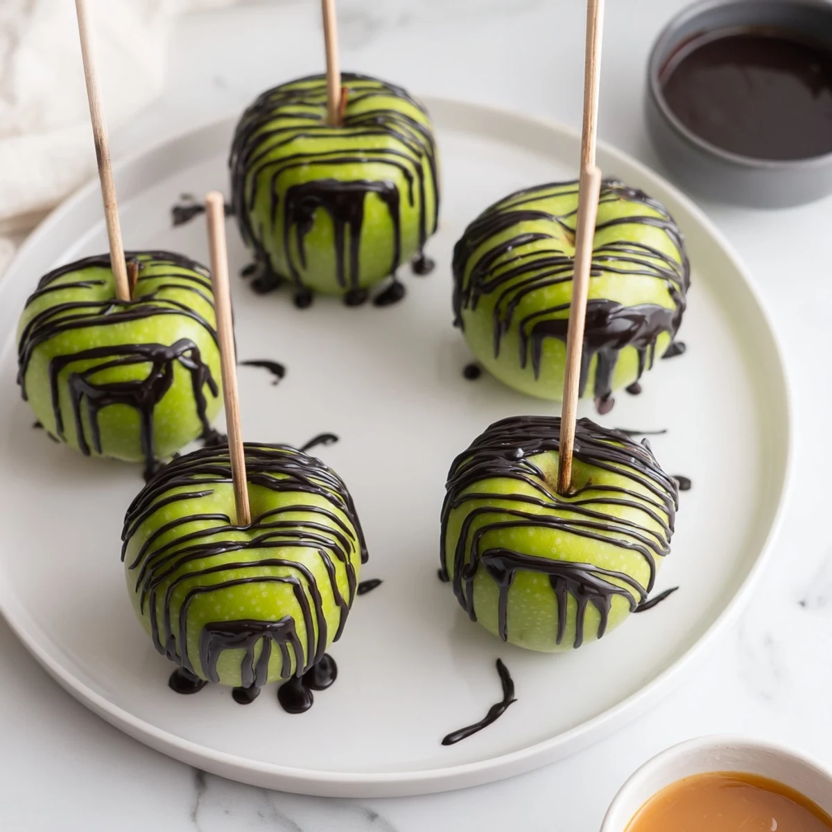 Beautifully arranged Poison Apple Halloween treat board offers a spooky and delicious dessert spread for any party.