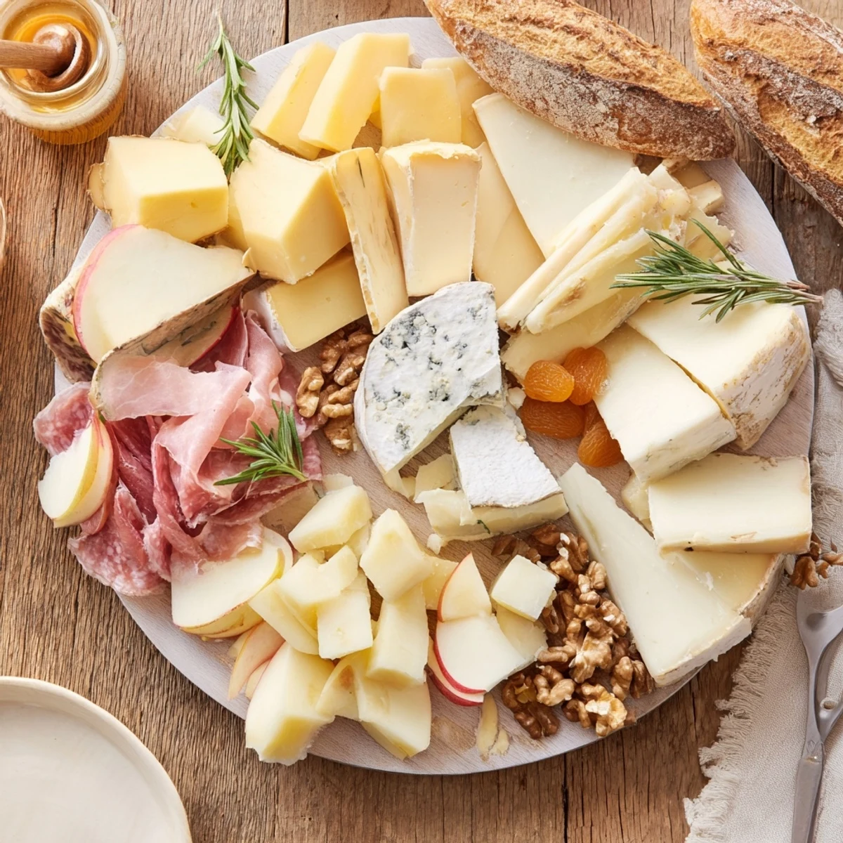 Delicious Winter Mountain Cheese Platter featuring aged Comté cheese ready for cold winter enjoyment.