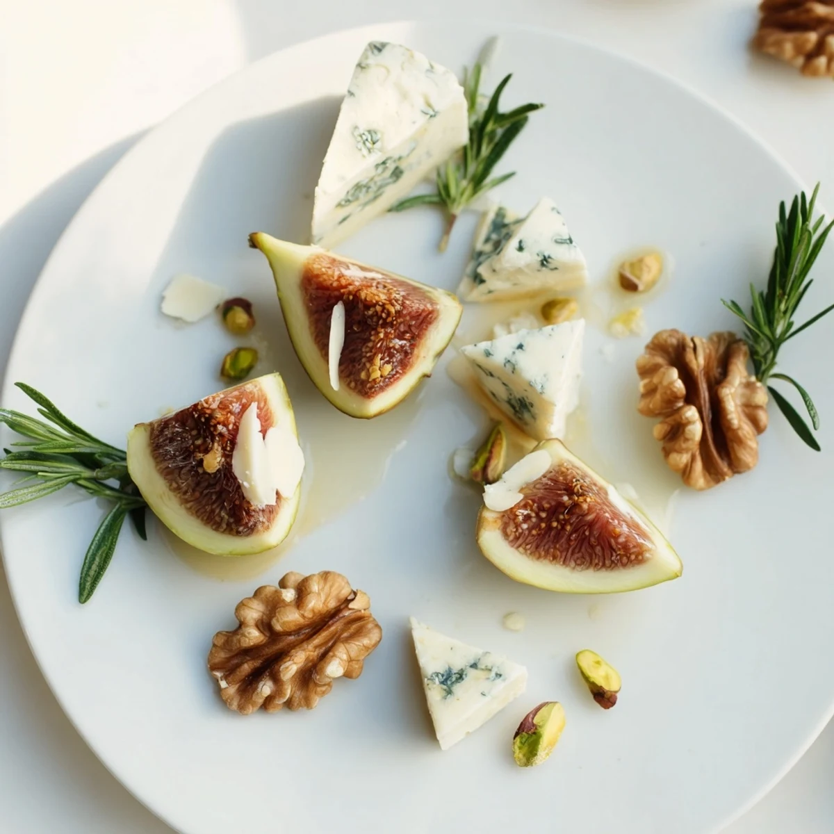 Fig and walnut star board visually displays sweet figs, walnuts, and creamy vegan cheese, perfect for a party.