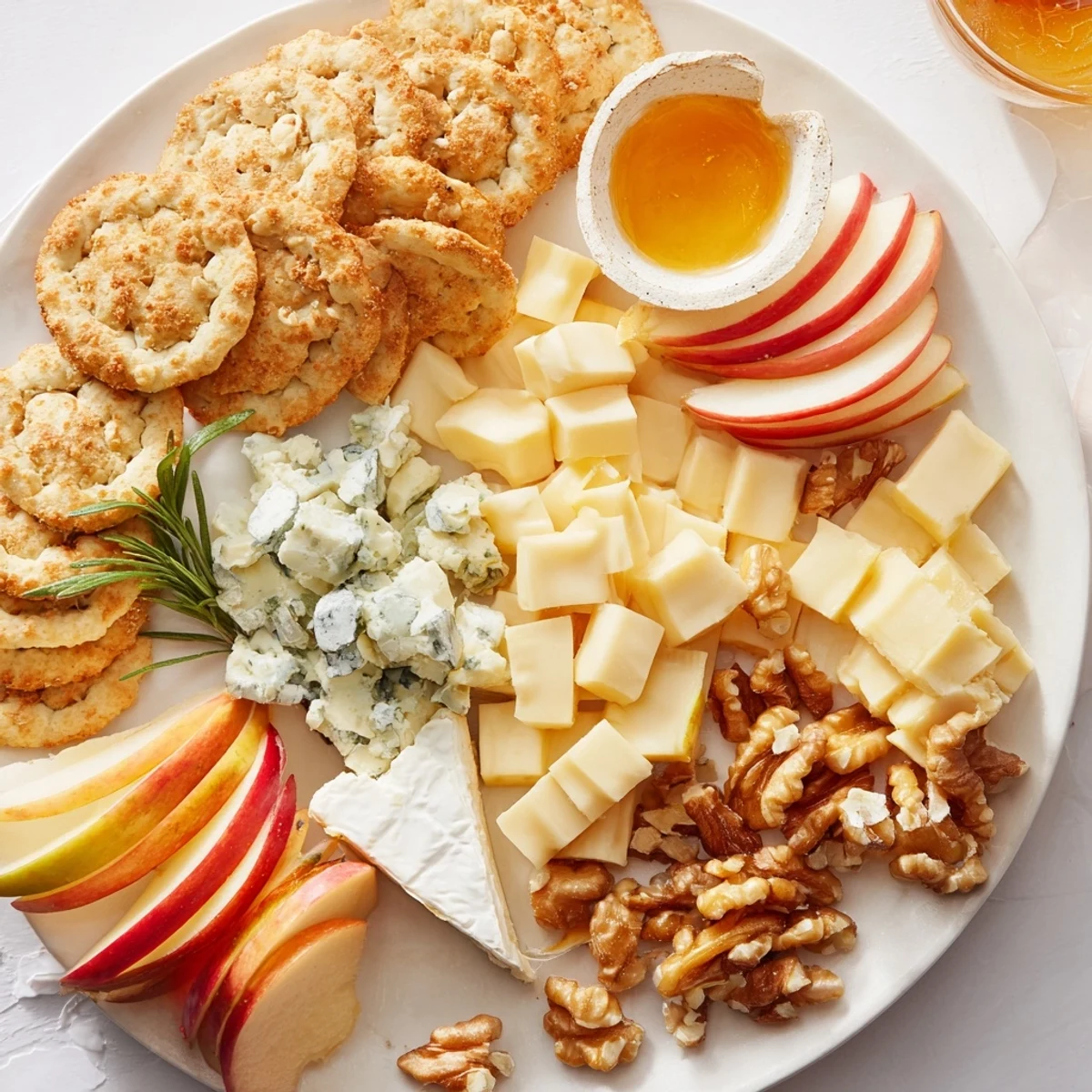 Elegant cheese plate overflowing with assorted cheeses, fruits, and crackers perfect for sharing.