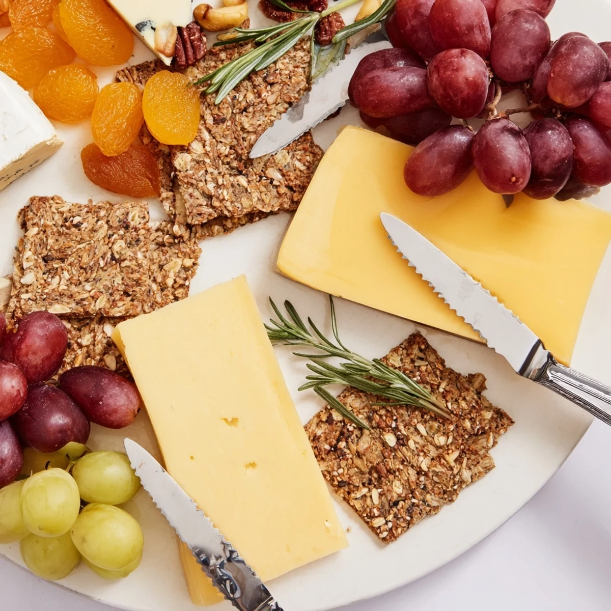 A visually appealing housewarming open house cheese & cracker spread, ready for easy snacking and mingling.