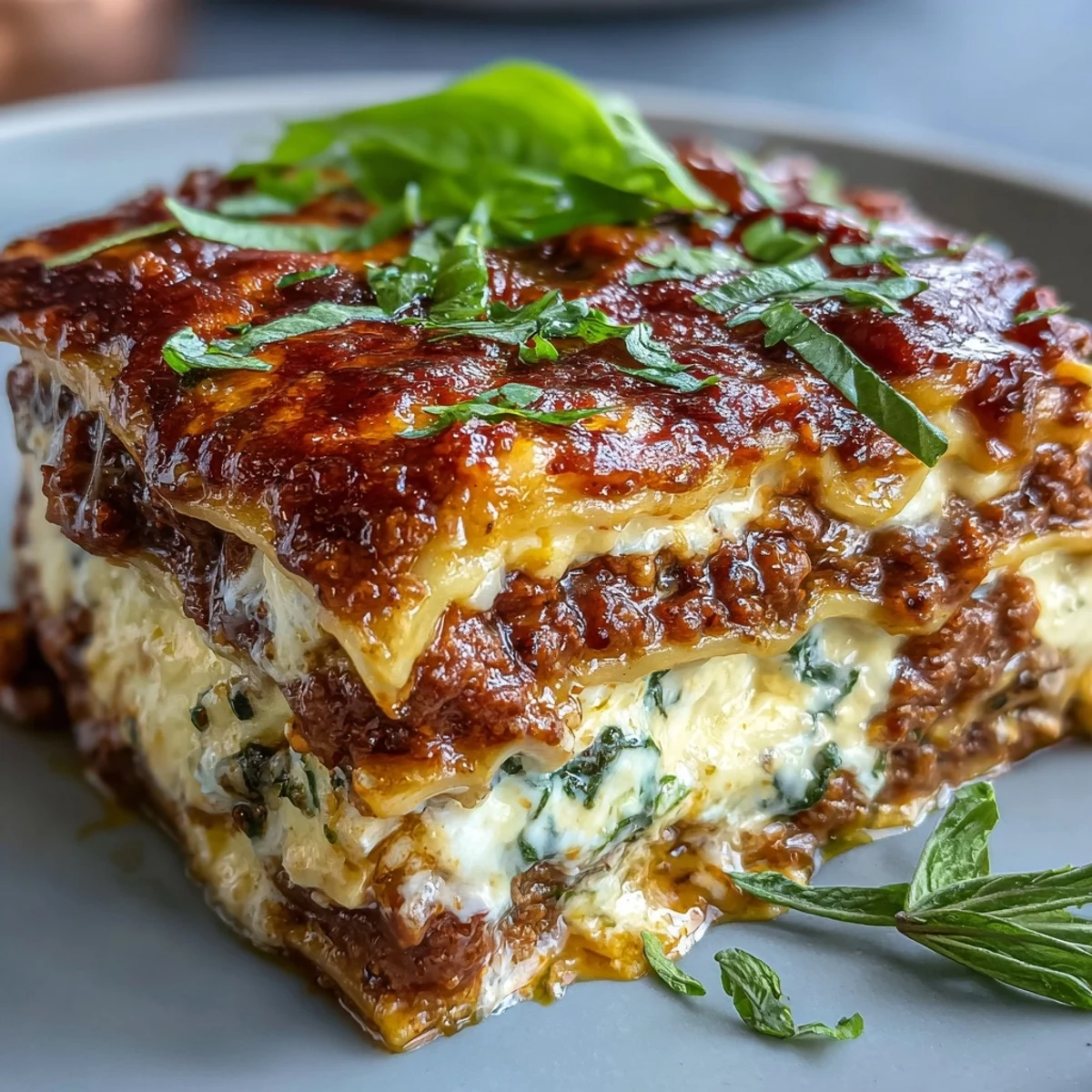 Golden-brown, bubbly cheese tops this hearty World's Best Lasagna, revealing layers of pasta, rich meat sauce, and creamy ricotta.