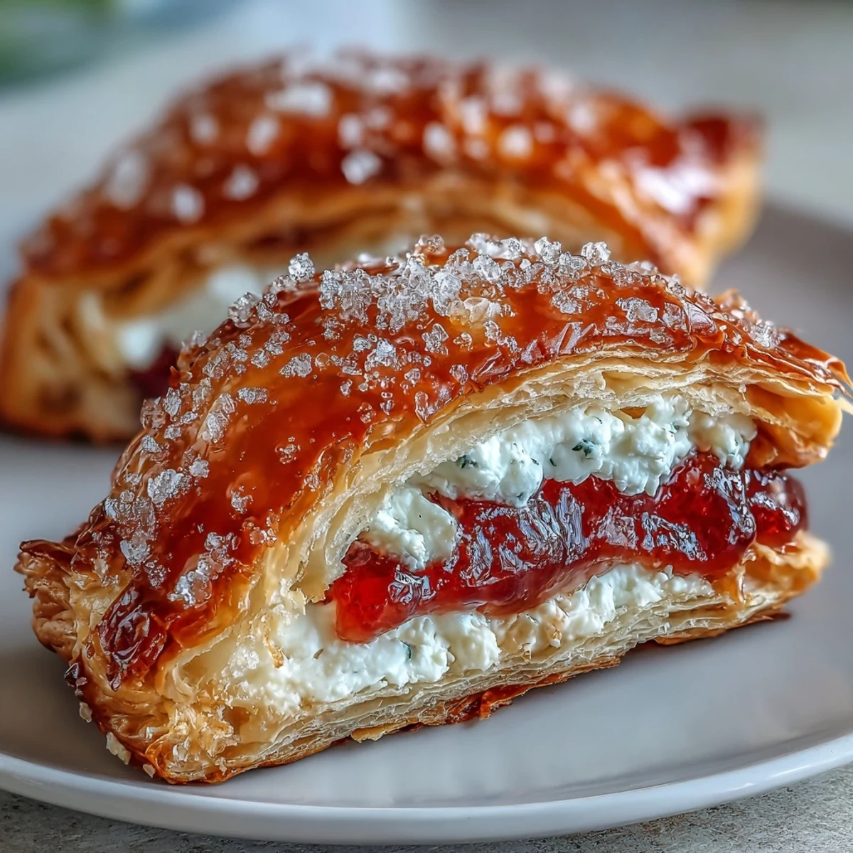 Warm Guava and Cream Cheese Pastelitos show a sugar-dusted crust and vibrant guava filling inside.