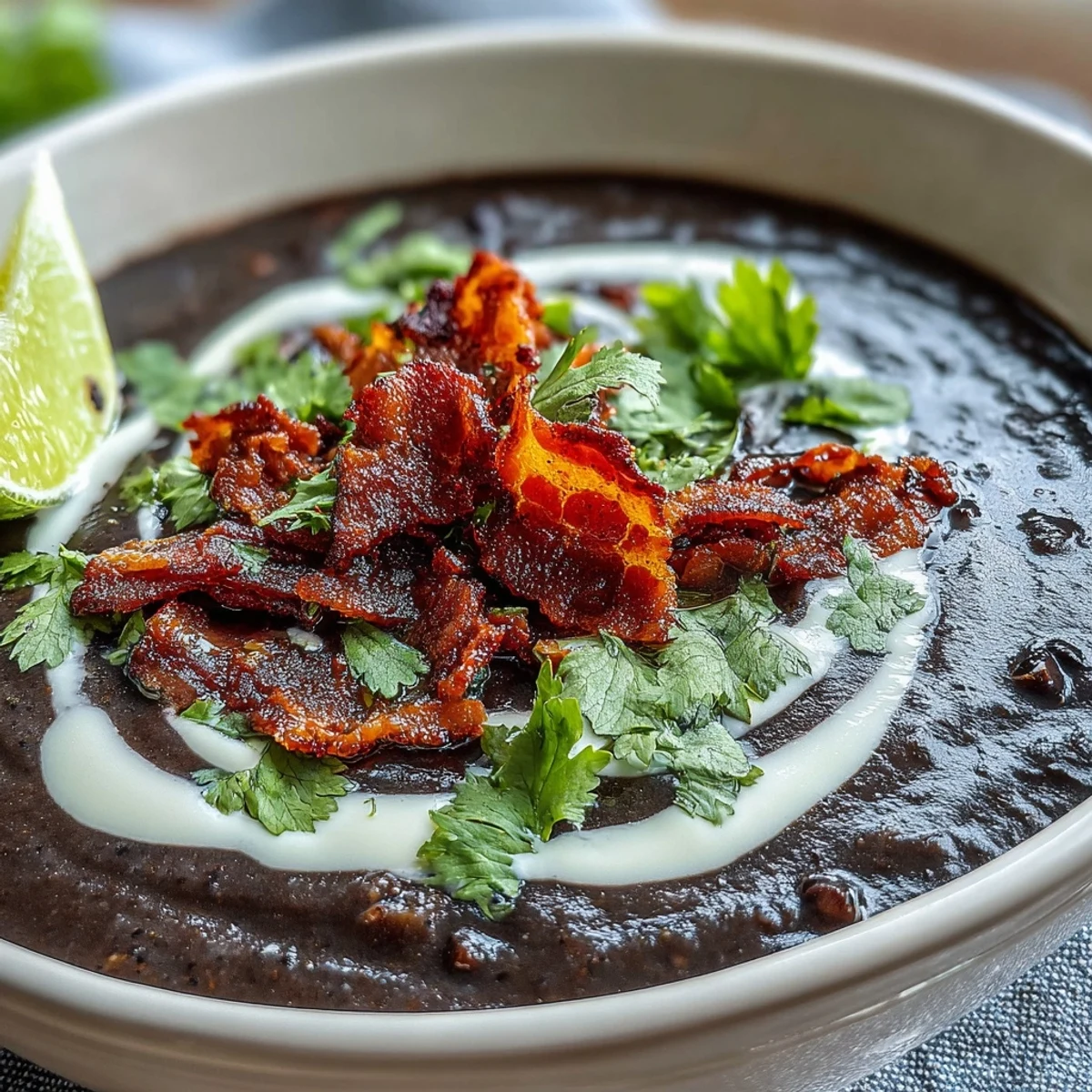 Creamy Black Bean Soup Lime