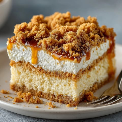 Warm gingerbread cookie crumble topping a Silly Cake Gingerbread Cookie Crumble Bar, ready for dessert.