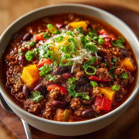 Close up of warm, savory Turkey Chili with Pumpkin, smelling richly spiced.