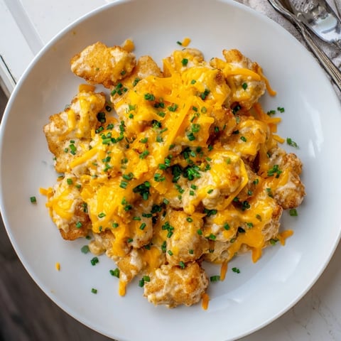 Golden Cheddar Ranch Chicken Bake garnished with fresh chives, perfect for family dinners.  