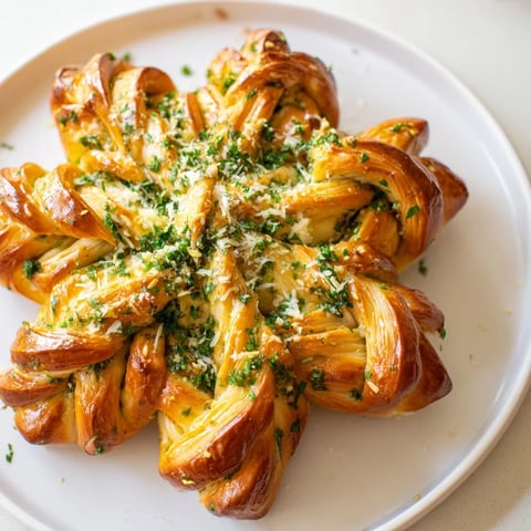 Golden, baked star shaped garlic bread with melty cheese and herb filling, perfect served warm.