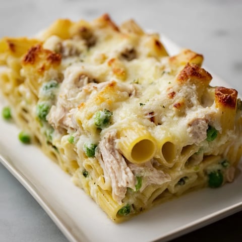 A bubbling pan of Moist Maker Pasta Casserole, with golden cheese and tender turkey visible.