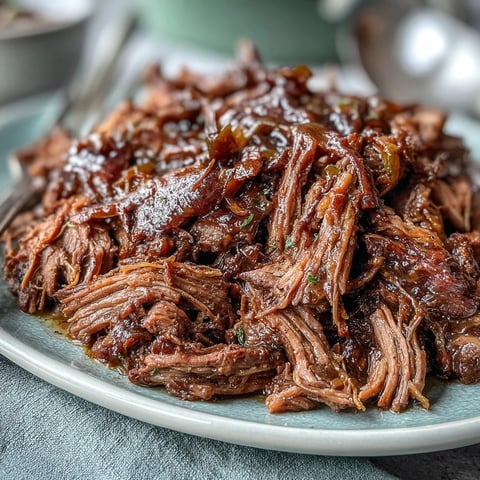 Tender shredded Slow Cooker Mississippi-Style Ranch Beef in a slow cooker, infused with tangy pepperoncini and rich butter.