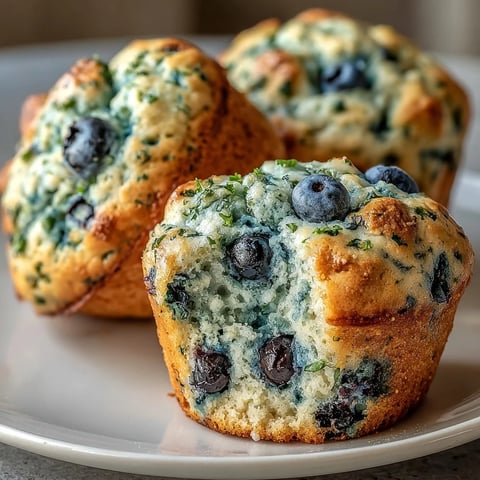 Freshly baked Vegan Blueberry Lemon Protein Muffins on a cooling rack, showcasing golden tops and juicy blueberries.