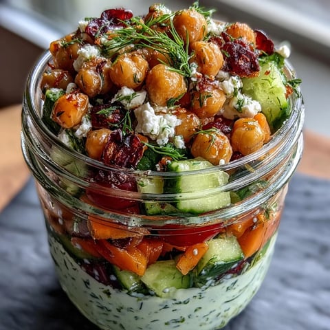 Citrus Herb Chickpea Cucumber Salad Jars filled with vibrant veggies, zesty citrus dressing, and fresh herbs for a healthy, make-ahead lunch.  