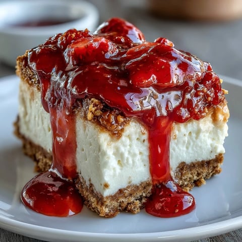 High protein healthy strawberry cheesecake bites with creamy filling and fresh strawberry sauce, perfect for a guilt-free dessert or snack.  