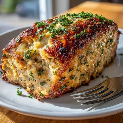 Juicy Garlic Parmesan Chicken Meatloaves on a baking sheet, ready for busy weeknight dinners.