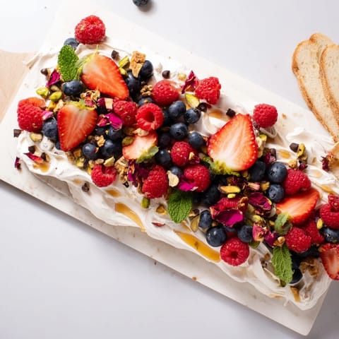 Decadent Butter Board Dessert topped with vibrant berries and crunchy nuts for sharing.  