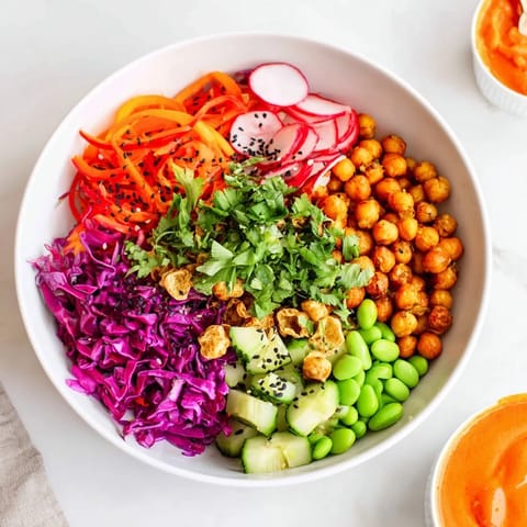 Vibrant ASMR Crunch Snack Bowls brimming with crunchy textures and lush ingredients.  