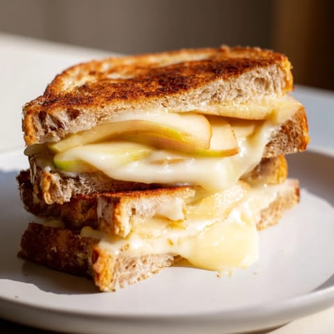 Crisp apple and creamy Brie grilled cheese, beautifully melted between toasted sourdough.