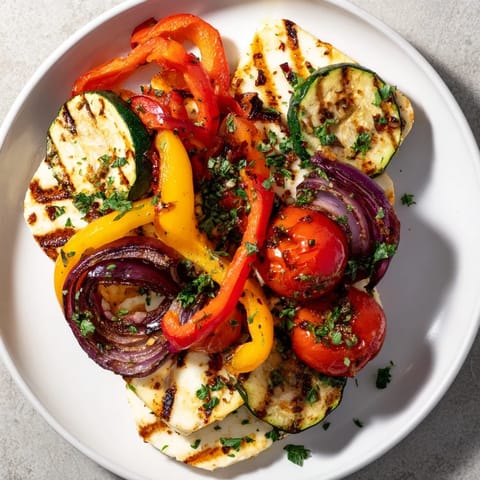 Close-up of a sizzling Grilled Halloumi Cheese Steak, perfectly charred and full of flavor.