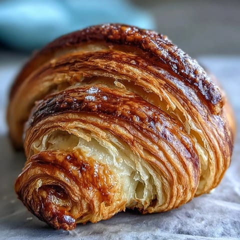 Golden sourdough croissants with a crisp, flaky crust and tangy aroma, freshly baked and ready to serve.