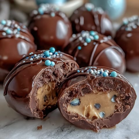 Homemade peanut butter eggs with smooth filling and glossy chocolate coating, perfect for Easter baskets or spring celebrations.