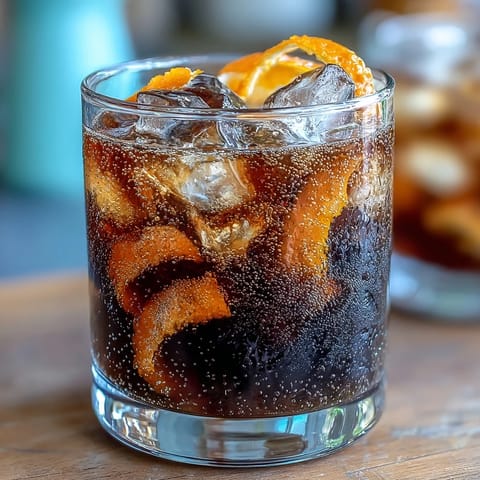 Refreshing cold brew coffee tonic with orange zest, sparkling and bright.