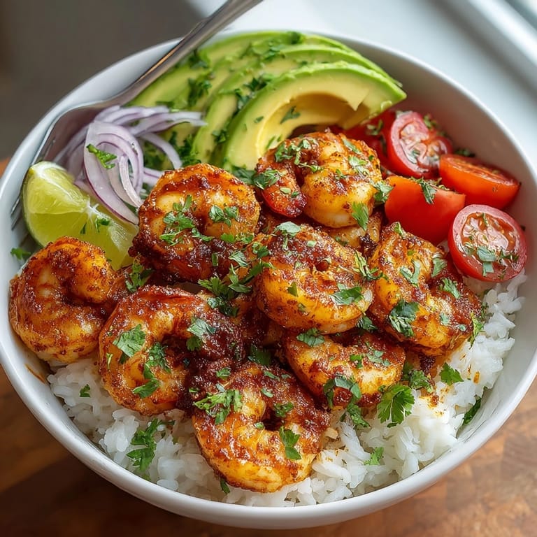 These flavorful 25-minute cherry chipotle shrimp rice bowls feature shrimp bursting with sweet and smoky flavors.