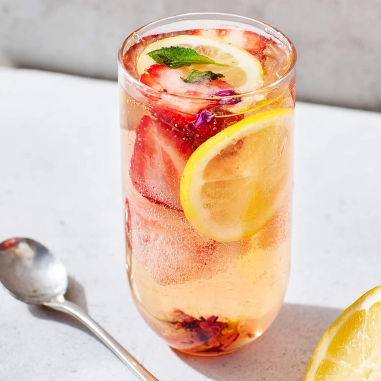 Homemade fermented drinks: kombucha-style mocktails bursting with zesty lemon and ginger.  
