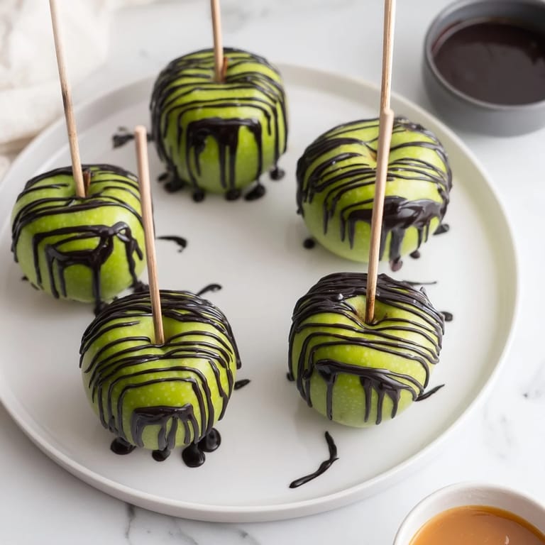 Beautifully arranged Poison Apple Halloween treat board offers a spooky and delicious dessert spread for any party.