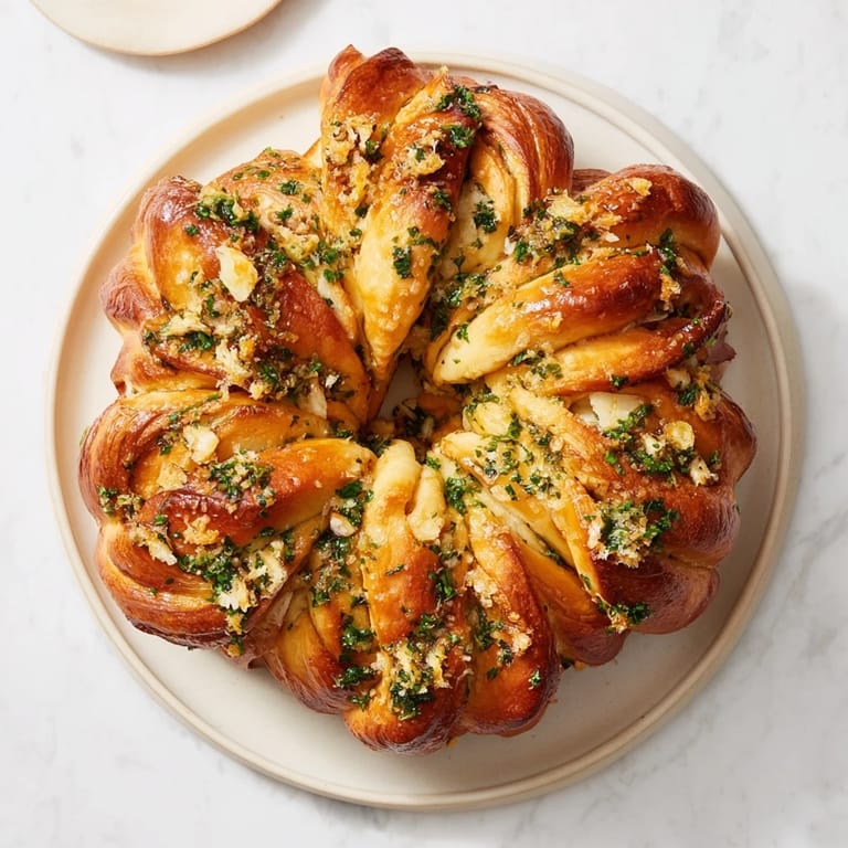 Delicious, pull-apart star shaped garlic bread; the perfect appetizer, fresh out of the oven.