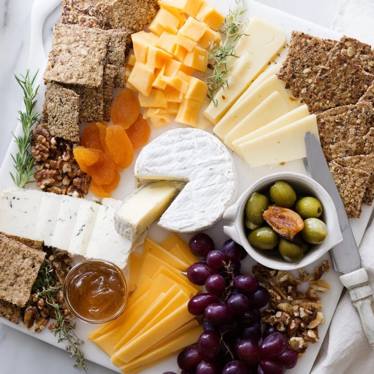 A delicious, generous Housewarming Open House Cheese & Cracker Spread, perfect for easy entertaining and gathering.