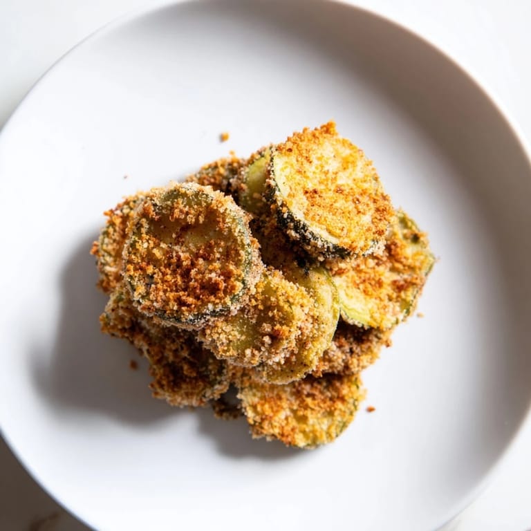 Air-fried crispy fried pickles, boasting a crunchy breading and savory dill flavor, ready to enjoy.