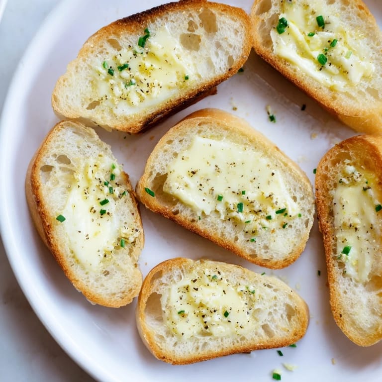 Close-up of freshly baked Vodka Butter Crostini showing the buttery spread and perfect texture.