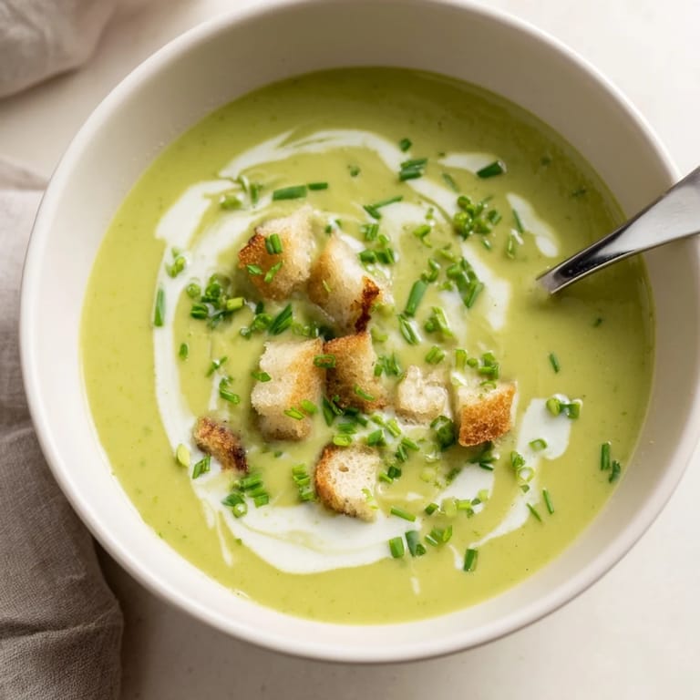Steaming bowl of homemade Creamy Broccoli Soup, a gluten-free and vegetarian dinner option with rustic bread on the side.