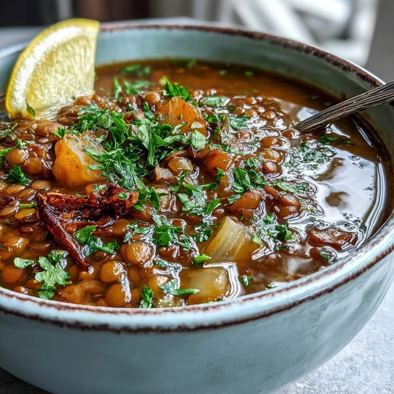 Comforting Lentil Soup, packed with fiber and perfect for a winter meal.