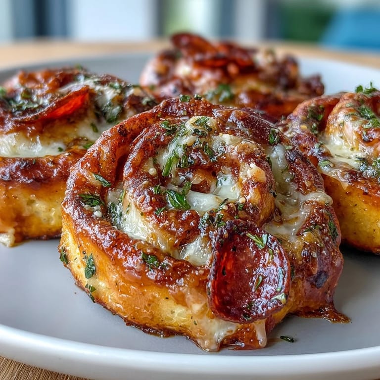 A batch of Irresistible High Protein Pepperoni Pizza Rolls sliced open to reveal layers of savory beef and gooey mozzarella.