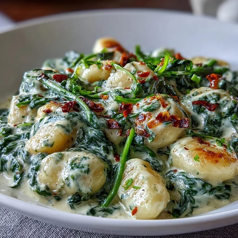 Tender shredded chicken and potato gnocchi coated in a luscious Parmesan cream sauce, perfect for a cozy dinner.