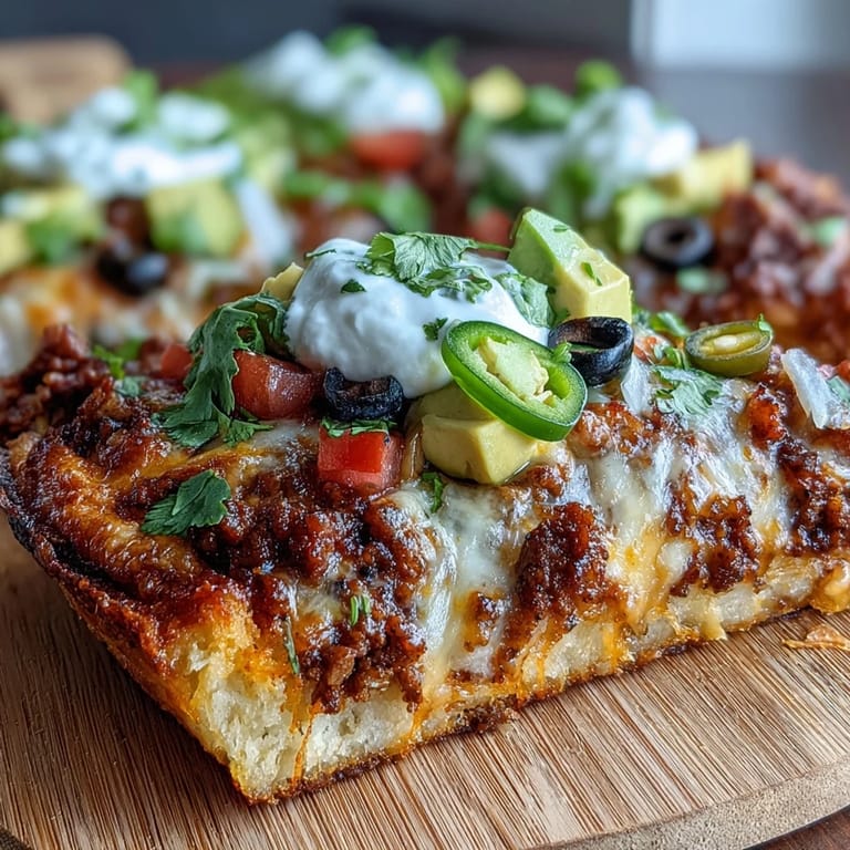 Low-carb taco pizza served in a skillet, featuring a crispy cheese crust, taco meat, and colorful fresh garnishes.
