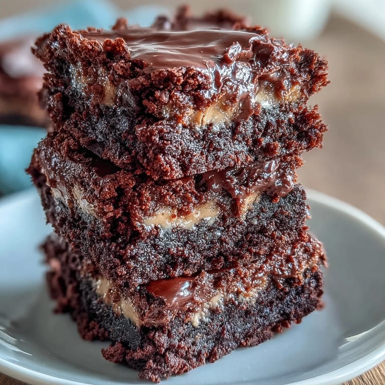 Moist chocolate brownies made with sourdough discard, topped with a luscious peanut butter swirl for extra flavor.