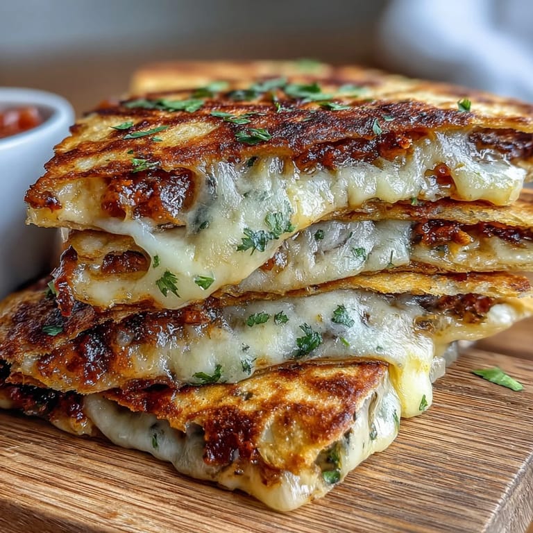 Crispy mini quesadilla wedges packed with colorful bell peppers and spinach, paired with zesty homemade salsa.