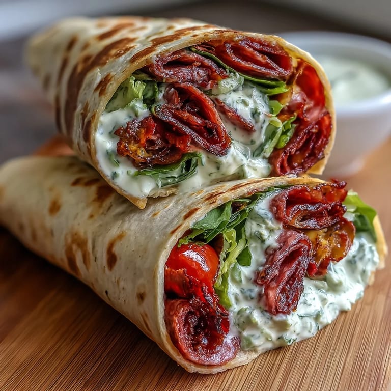 Close-up of Italian Sub Pinwheel Wraps, showcasing the colorful layers of ham, salami, and veggies in each bite.