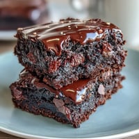 Decadent triple chocolate sourdough brownies with fudgy texture, rich cocoa, and melted chocolate chunks, baked to perfection.